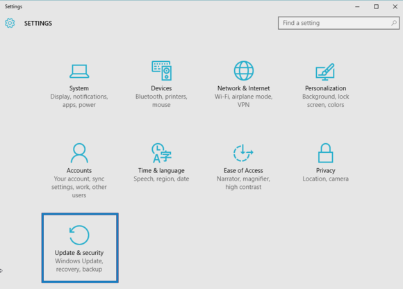 Click on Update and Security