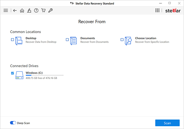 Select the folder location or storage drive