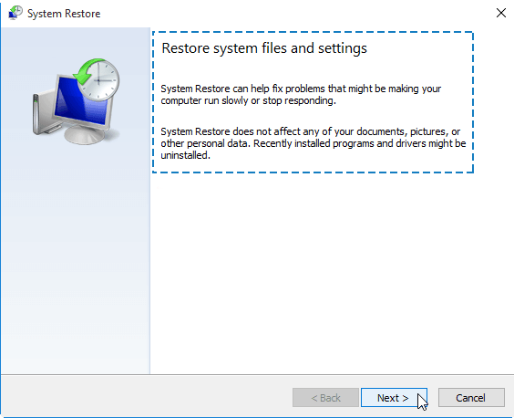 click System Restore
