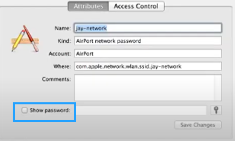 Click on the Show Password checkbox