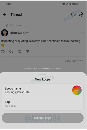 Loops feature on Threads