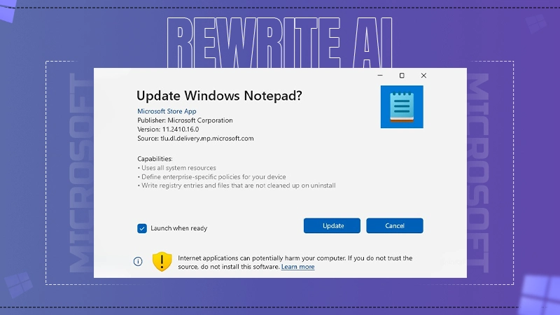 Microsoft Added Rewrite AI