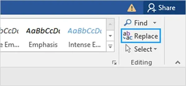 Choose the option of Replace on the right panel.