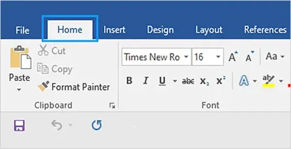 Go to MS Word, and navigate to the Home menu.