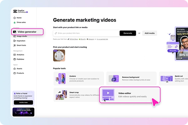 Generate marketing videos